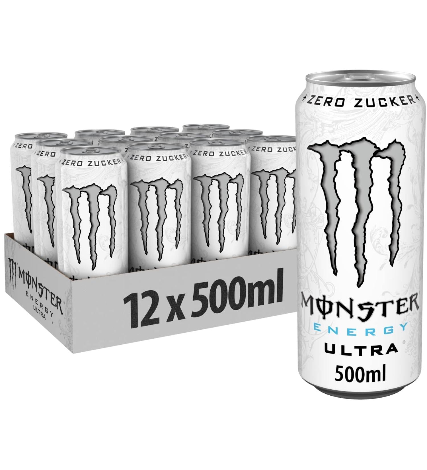 Monster Energy Ultra Zero Sugar White 500ml - 12 Pack (DRS Included)